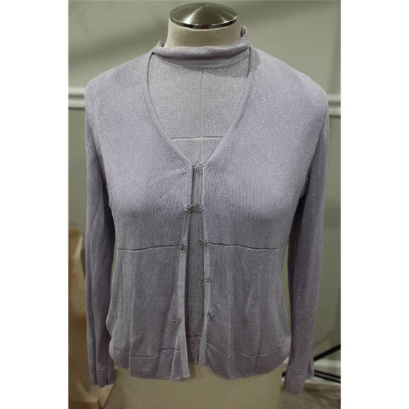 GRIFFITH GRAY FOR ST. JOHN METALLIC LAVENDER SWEATER + SHELL 2PCS SET M (JO100